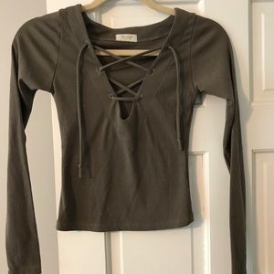 Long sleeve tie up shirt